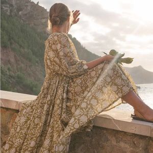 Daughters of India Kyra Midi Dress in golden palm